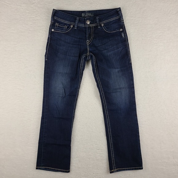 Silver Jeans Womens 27 Blue Suki Capri Dark Wash Denim - Picture 1 of 13